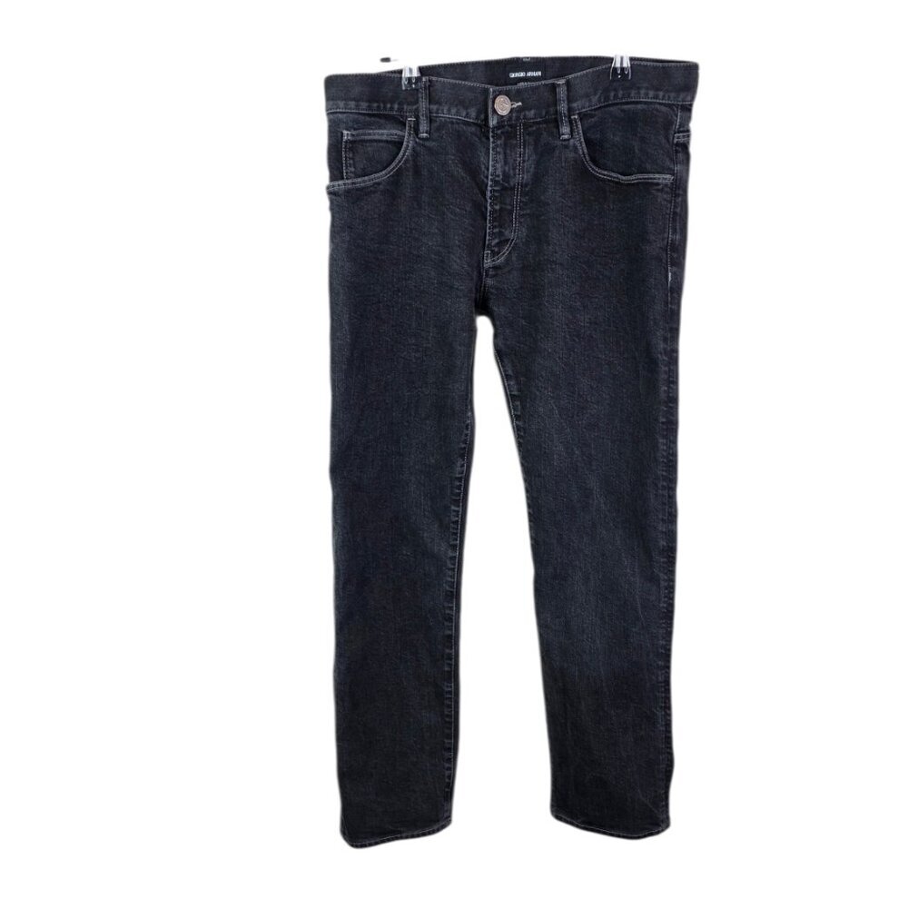 Giorgio Armani Men's Regular Fit, Mod/J15 Jeans, Grey Black, Size 33 x 29.5"